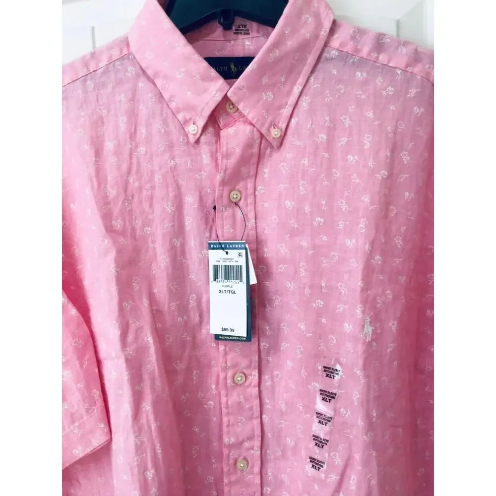 NWT❤️Ralph Lauren Classic Fit Linen Floral Button Down Shirt szXL